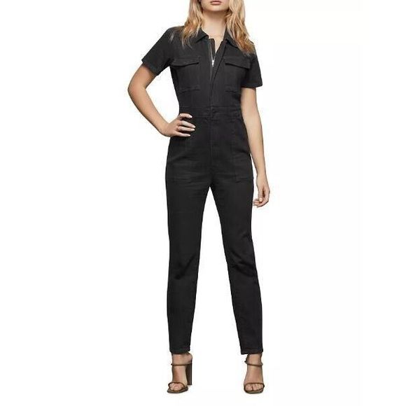 Good American GMJS126 Women's Sz 2 (M) Black Fit For Success Denim Jumpsuit - Picture 1 of 13